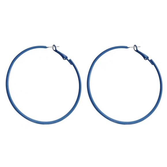 💙Circle Royal Blue Earrings Hoops - Picture 4 of 5